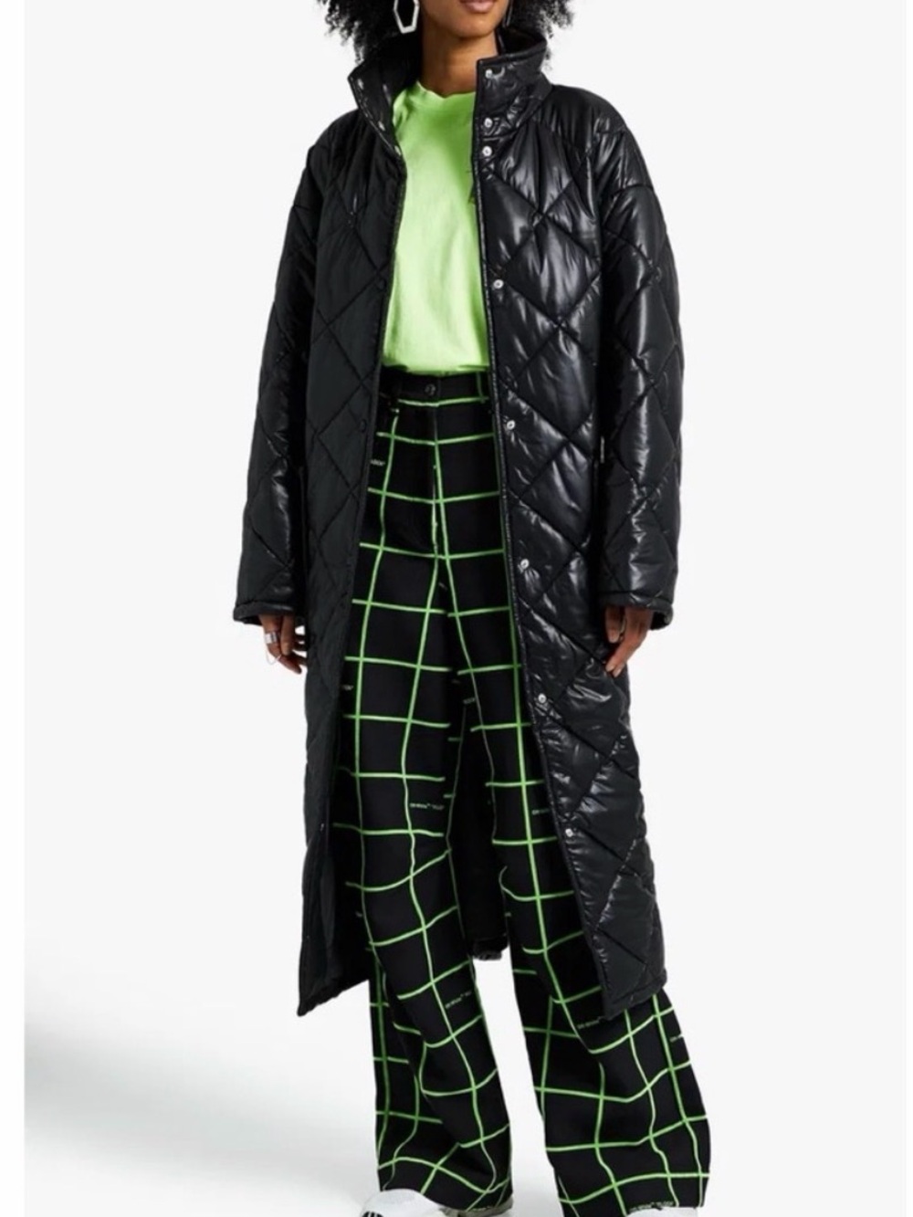 Stand Studio Sage Black Quilted Faux Leather Coat - size L